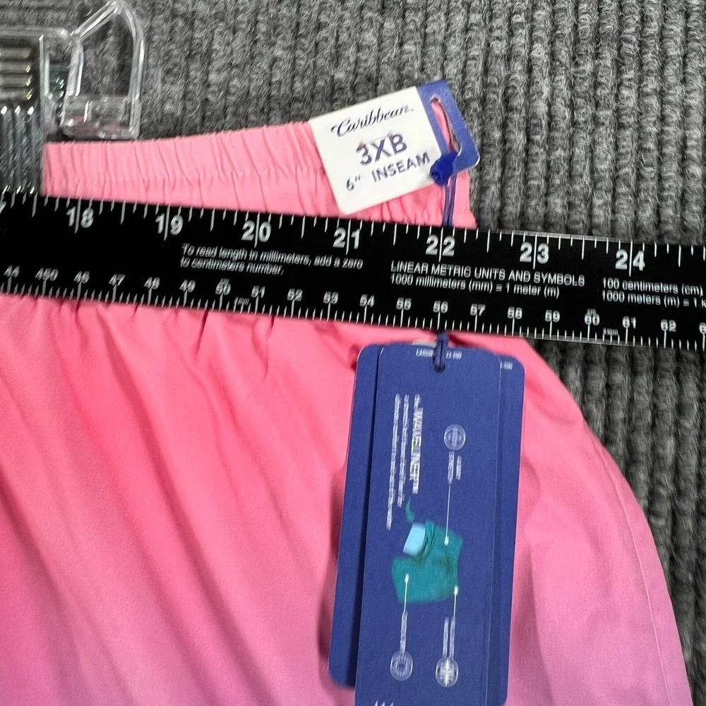 Caribbean Swim Shorts Mens 3XB Big Blue Pink Lined Ocean Beach Pool New